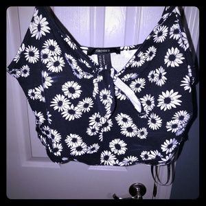 Daisy crop top floral boho summer bow